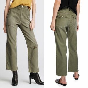 Rag & Bone Kaye High Waist Chino Twill Pants Trousers, Olive Green, Size 32